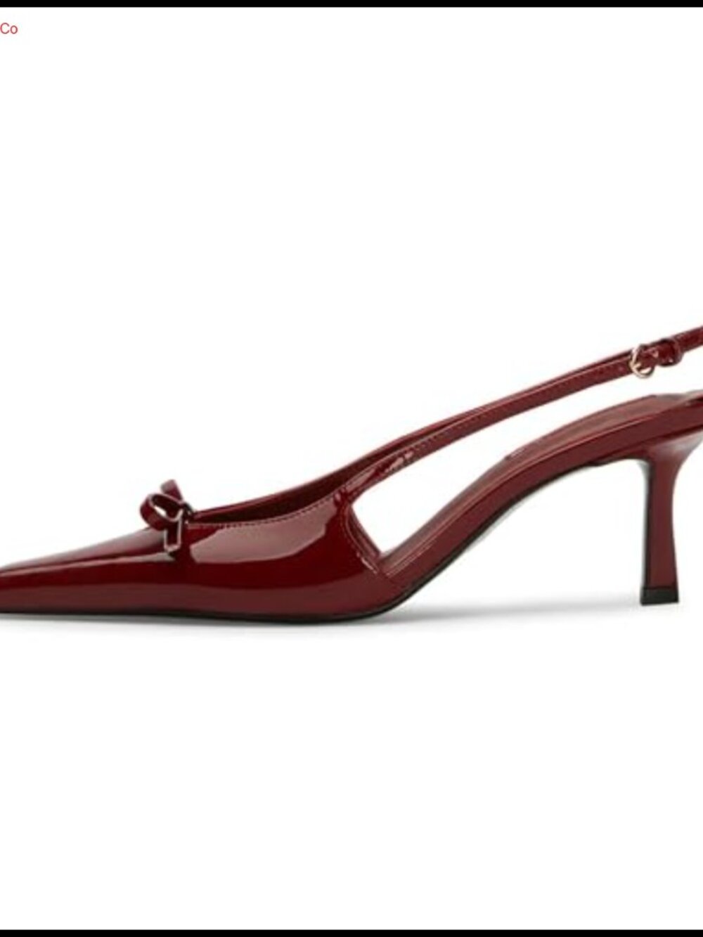 Slingback Kitten Heels Pointed Toe Bow Faux Leather Dress Pumps